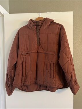 Free People Quilted Hooded Pullover Jacket  Sz L